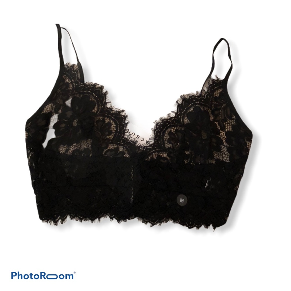 Pacsun Lottie Moss Black Lace Crop Tank Top M
